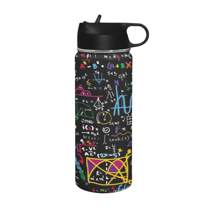 Math Scribbles Insulated Water Bottle with Straw Lid (18 oz) Insulated Water Bottle with Straw Lid
