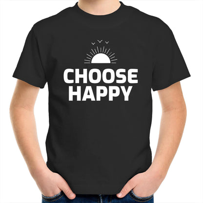 Choose Happy - Kids Youth Crew T-Shirt Black Kids Youth T-shirt