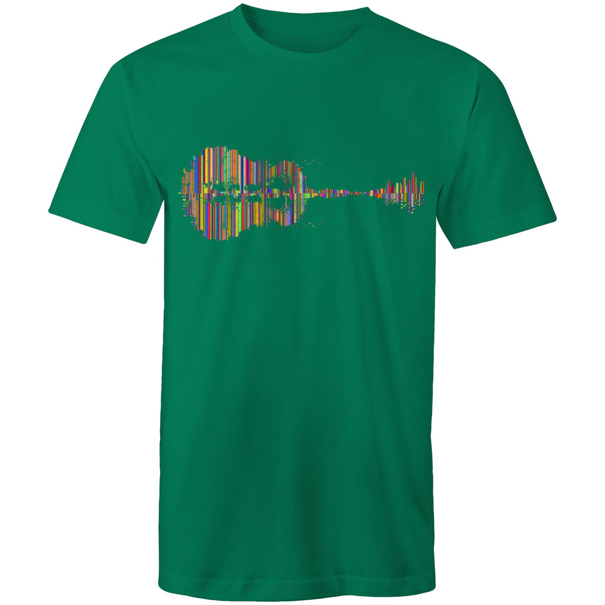 Guitar Reflection In Colour - Mens T-Shirt Kelly Green Mens T-shirt Music