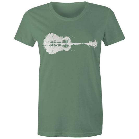 Guitar Reflection - Womens T-shirt Sage Womens T-shirt Music