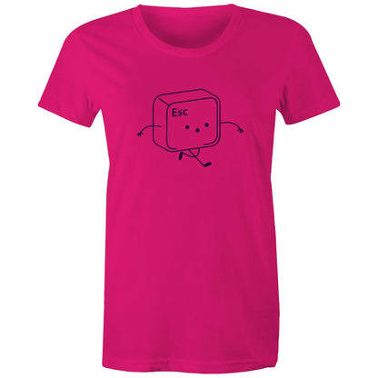 Esc, Escape Key - Womens T-shirt Fuchsia Womens T-shirt Tech