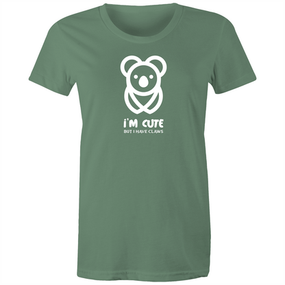 Koala, I'm Cute But I Have Claws - Women's T-shirt Sage Womens T-shirt animal Funny Womens