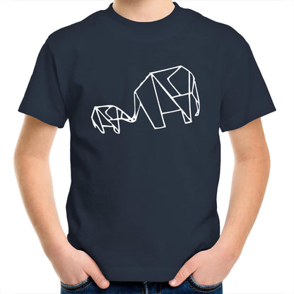 Origami Elephant - Kids Youth Crew T-Shirt Navy Kids Youth T-shirt animal
