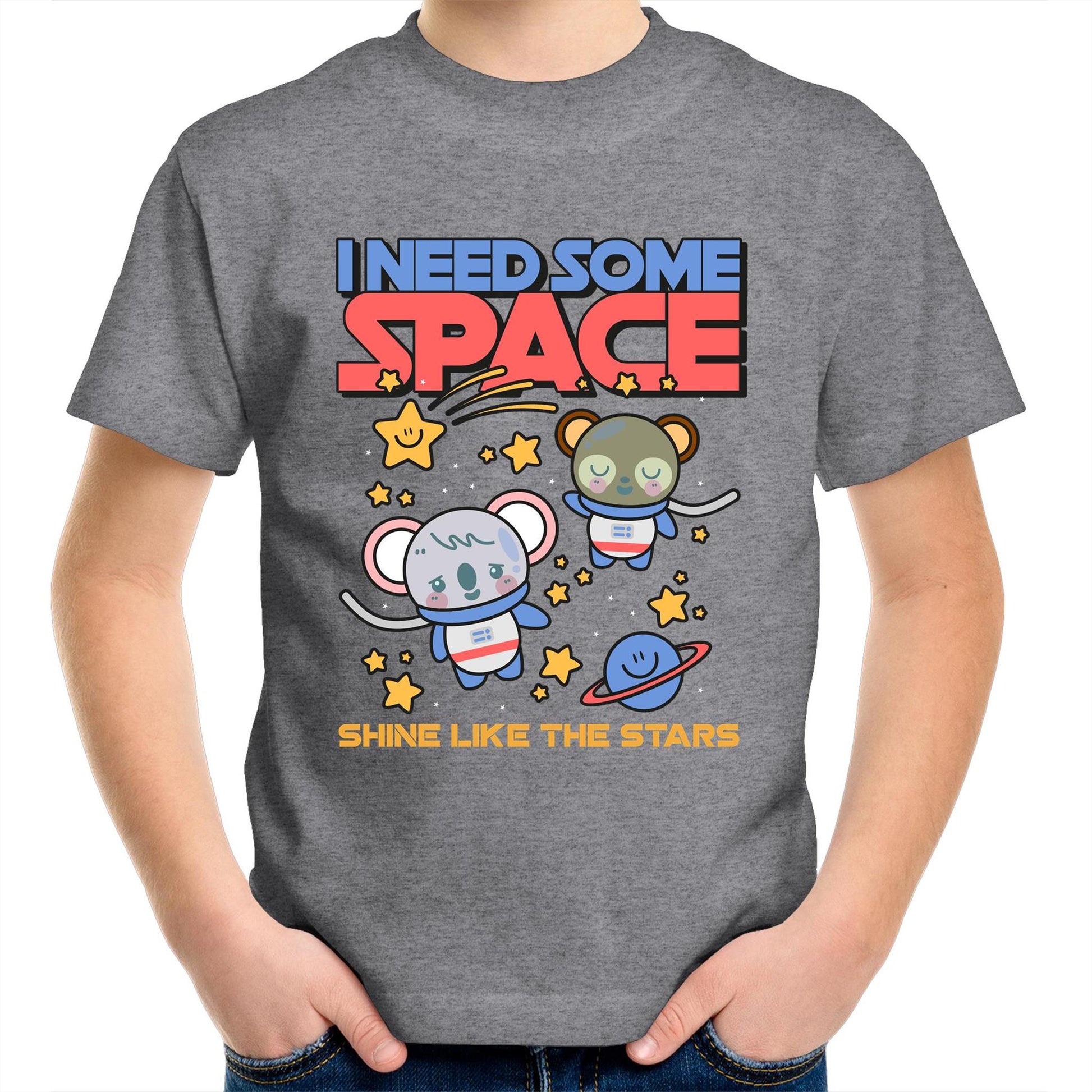 I Need Some Space - Kids Youth Crew T-Shirt Grey Marle Kids Youth T-shirt Space
