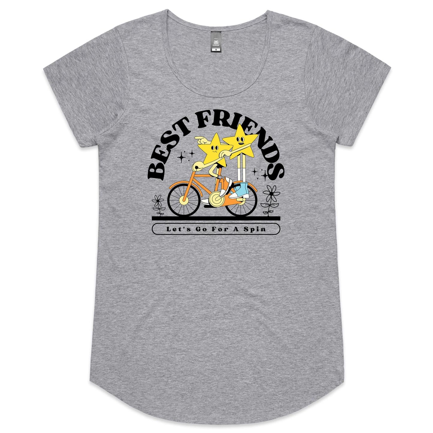 Best Friends - Womens Scoop Neck T-Shirt Grey Marle Womens Scoop Neck T-shirt Retro