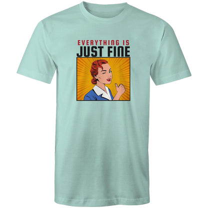 Everything Is Just Fine - Mens T-Shirt Aqua Mens T-shirt comic Retro