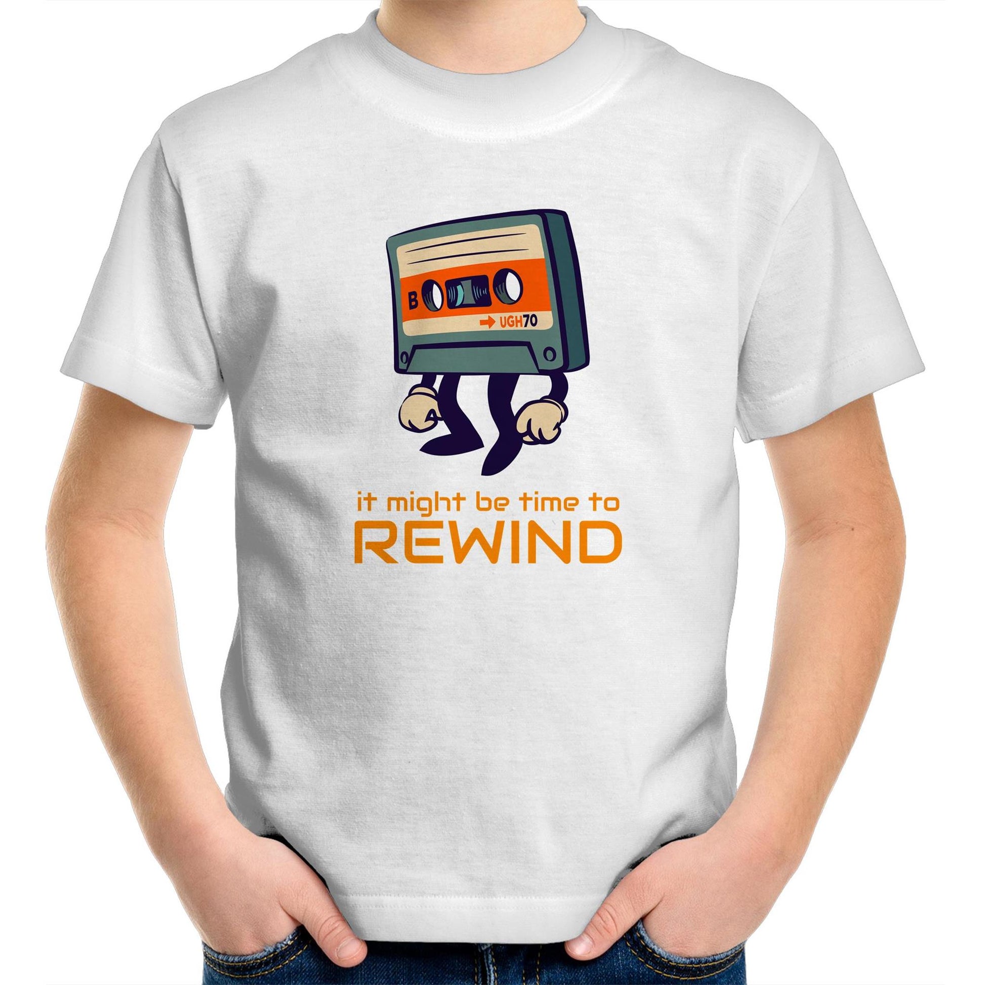It Might Be Time To Rewind - Kids Youth Crew T-Shirt White Kids Youth T-shirt Music Retro