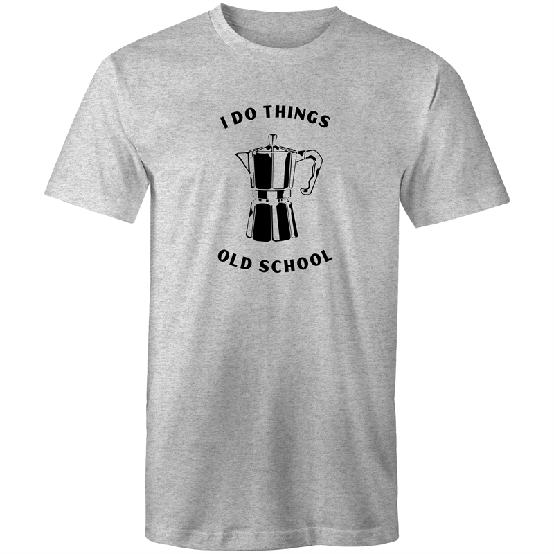 Old School - Mens T-Shirt Grey Marle Mens T-shirt Coffee Funny Mens