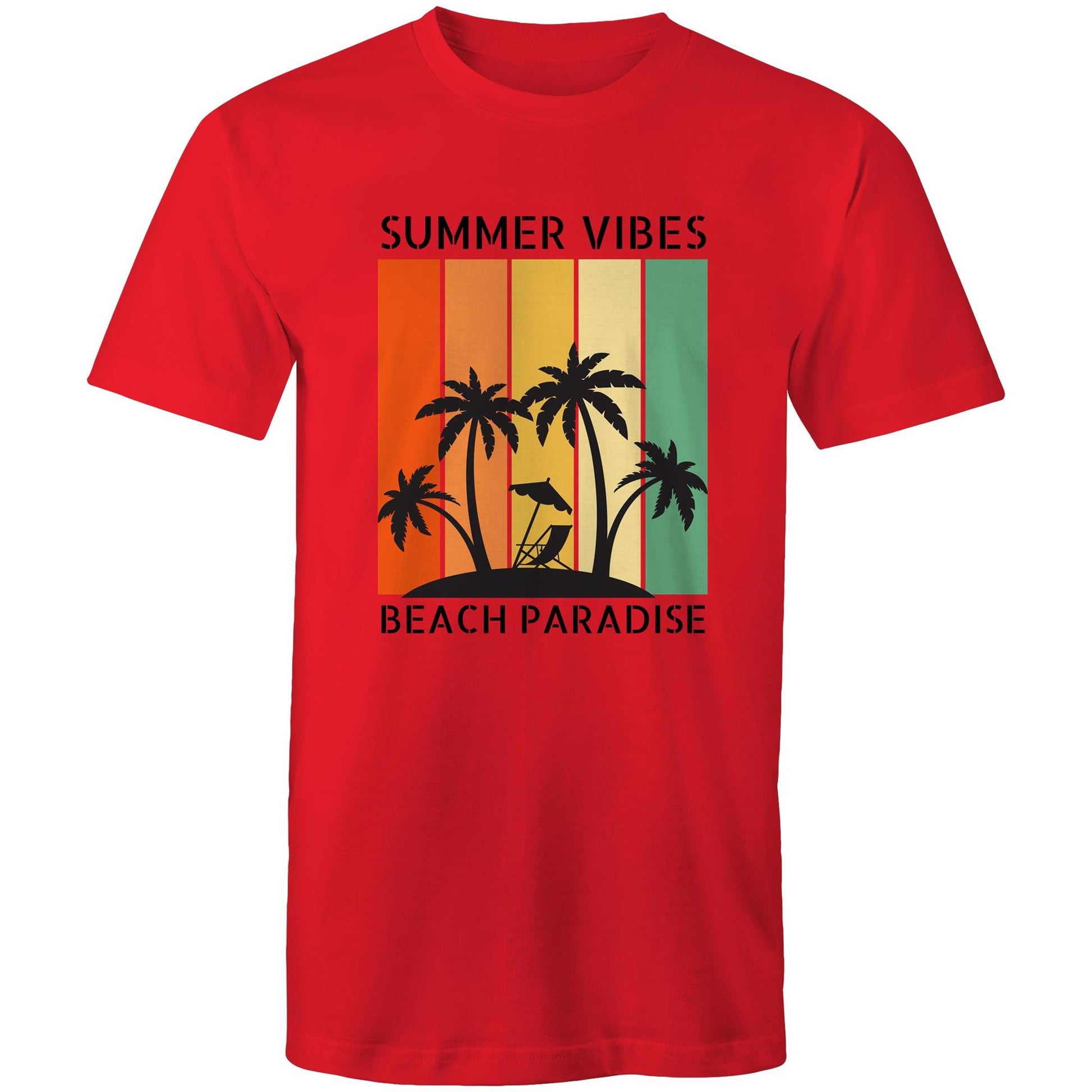 Beach Paradise - Mens T-Shirt Red Mens T-shirt Summer Surf
