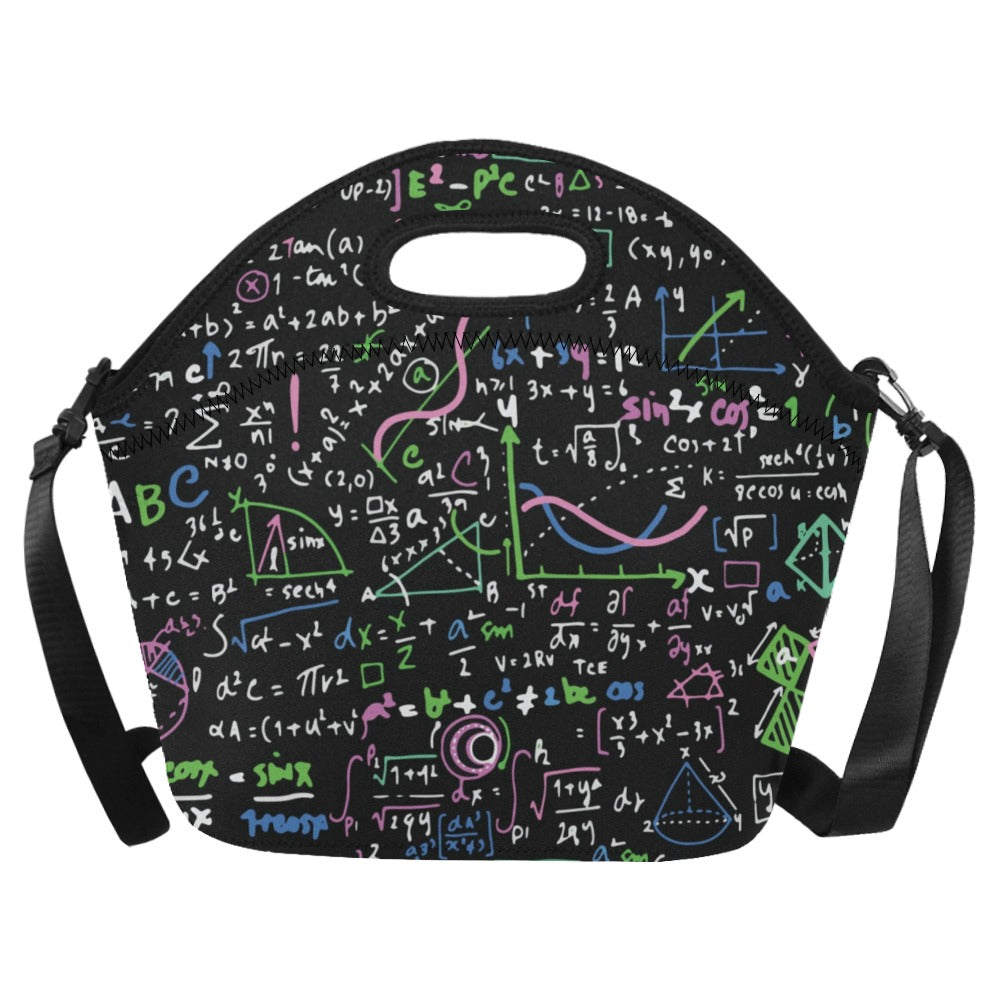 Equations In Green And Pink - Neoprene Lunch Bag/Large Neoprene Lunch Bag/Large Maths Printed Offshore Science