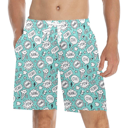 Comic Book Speech Bubbles - Men's Mid-Length Beach Shorts Men's Mid-Length Beach Shorts comic