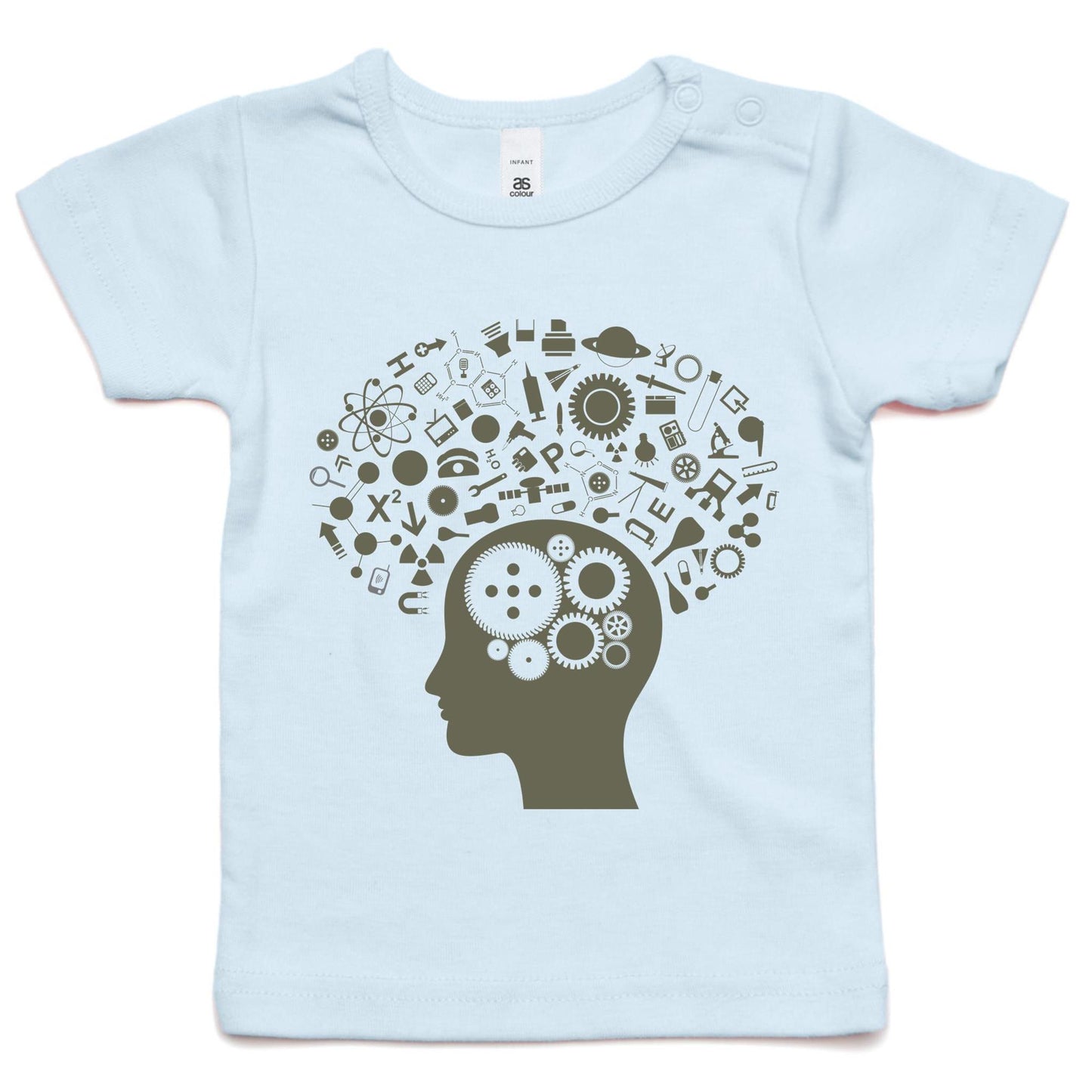 Science Brain - Baby T-shirt Powder Blue Baby T-shirt kids Science
