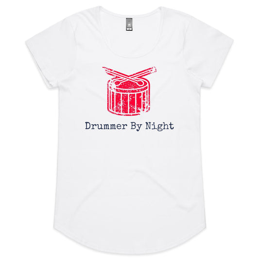 Drummer By Night - Womens Scoop Neck T-Shirt White Womens Scoop Neck T-shirt Music