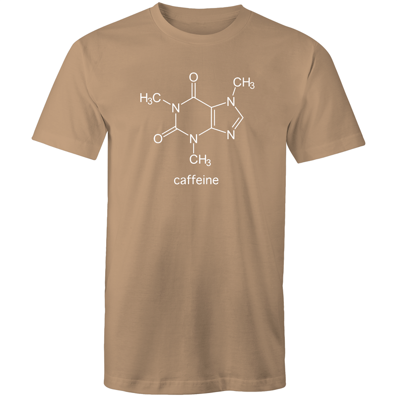 Caffeine Molecule - Mens T-Shirt Tan Mens T-shirt Coffee Mens Science