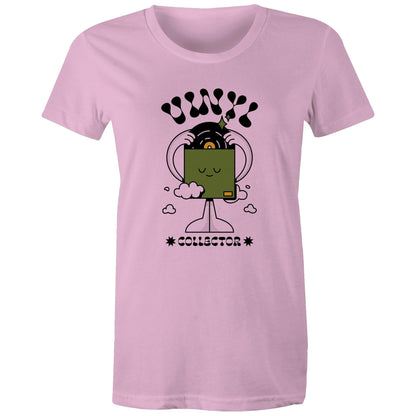 Vinyl Collector - Womens T-shirt Pink Womens T-shirt Music Retro