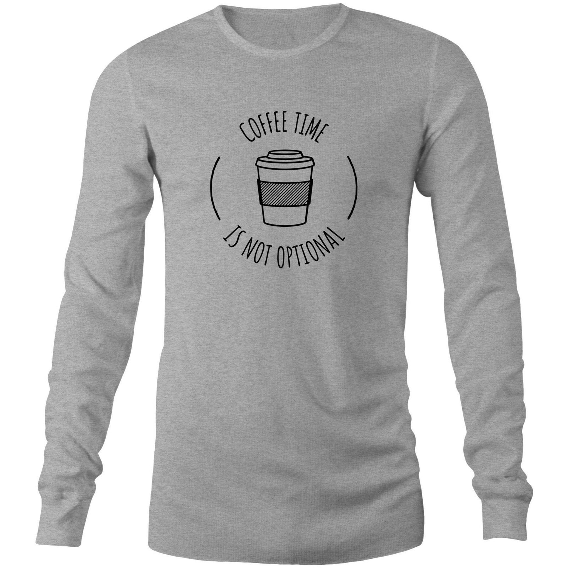 Coffee Time - Long Sleeve T-Shirt Grey Marle Unisex Long Sleeve T-shirt Coffee Mens Womens