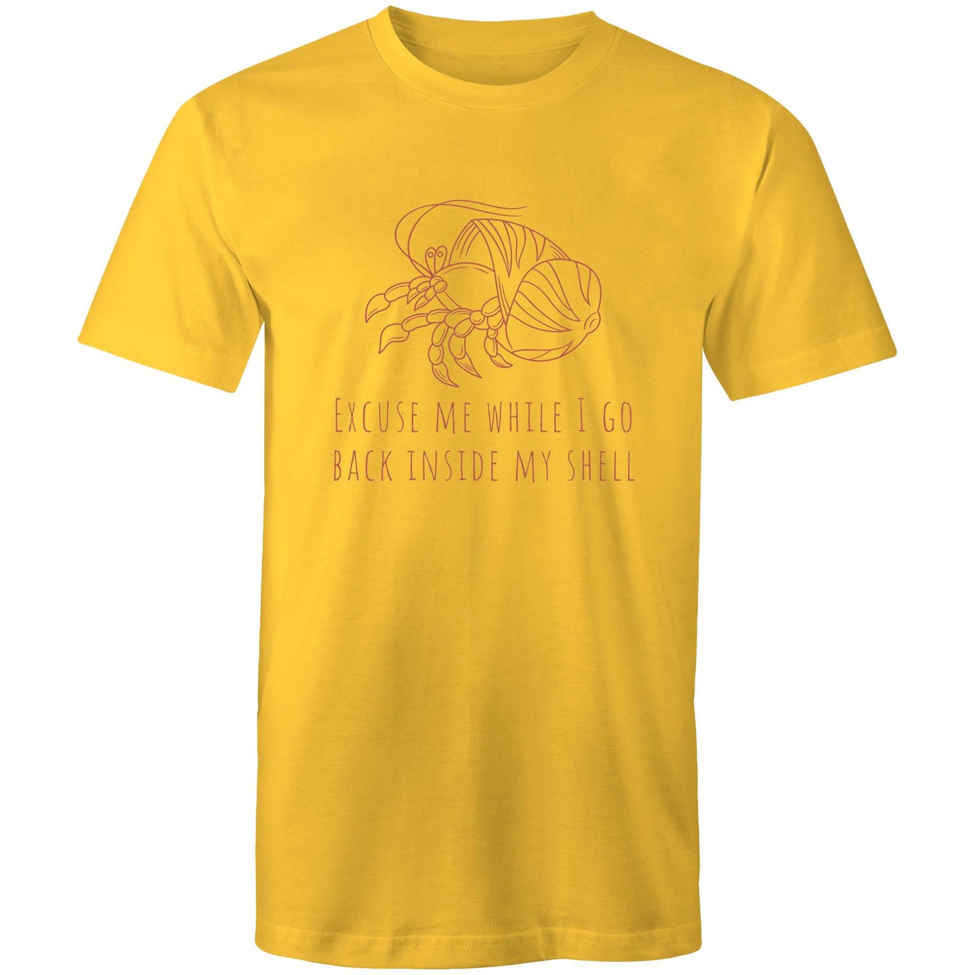 Hermit Crab Introvert - Mens T-Shirt Yellow Mens T-shirt animal Funny Mens