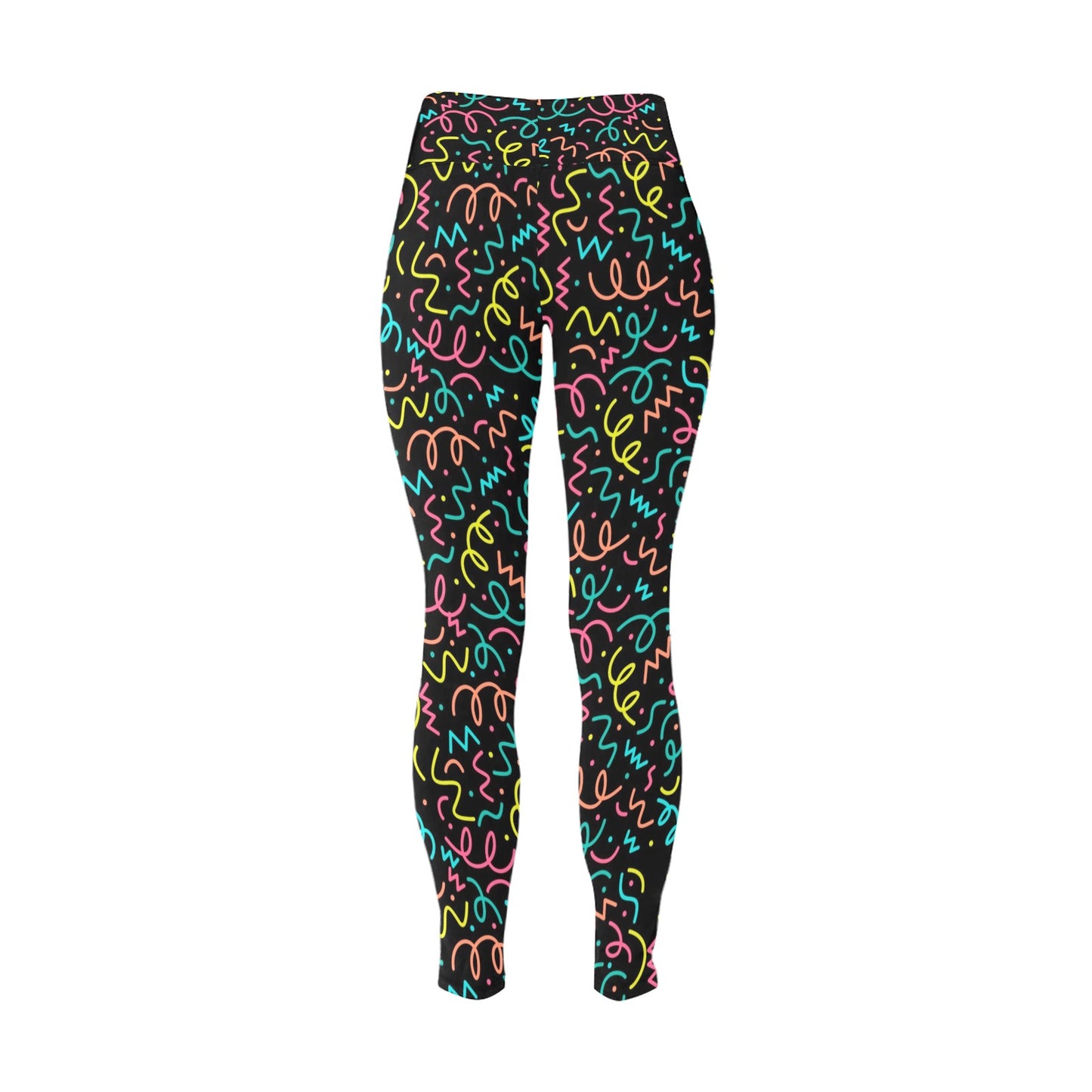 Squiggle Time - Womens High Waist Leggings (Sizes 16-22) Womens High Waist Leggings (Sizes 16-22) Printed Offshore