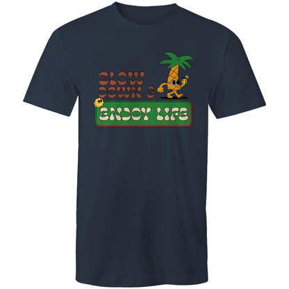 Slow Down & Enjoy Life - Mens T-Shirt Navy Mens T-shirt Motivation Summer