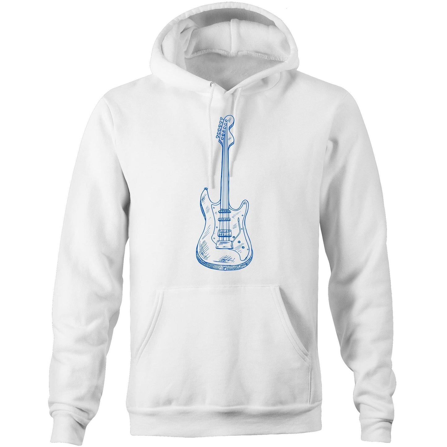 Guitar - Pocket Hoodie Sweatshirt White Hoodie Mens Music Womens