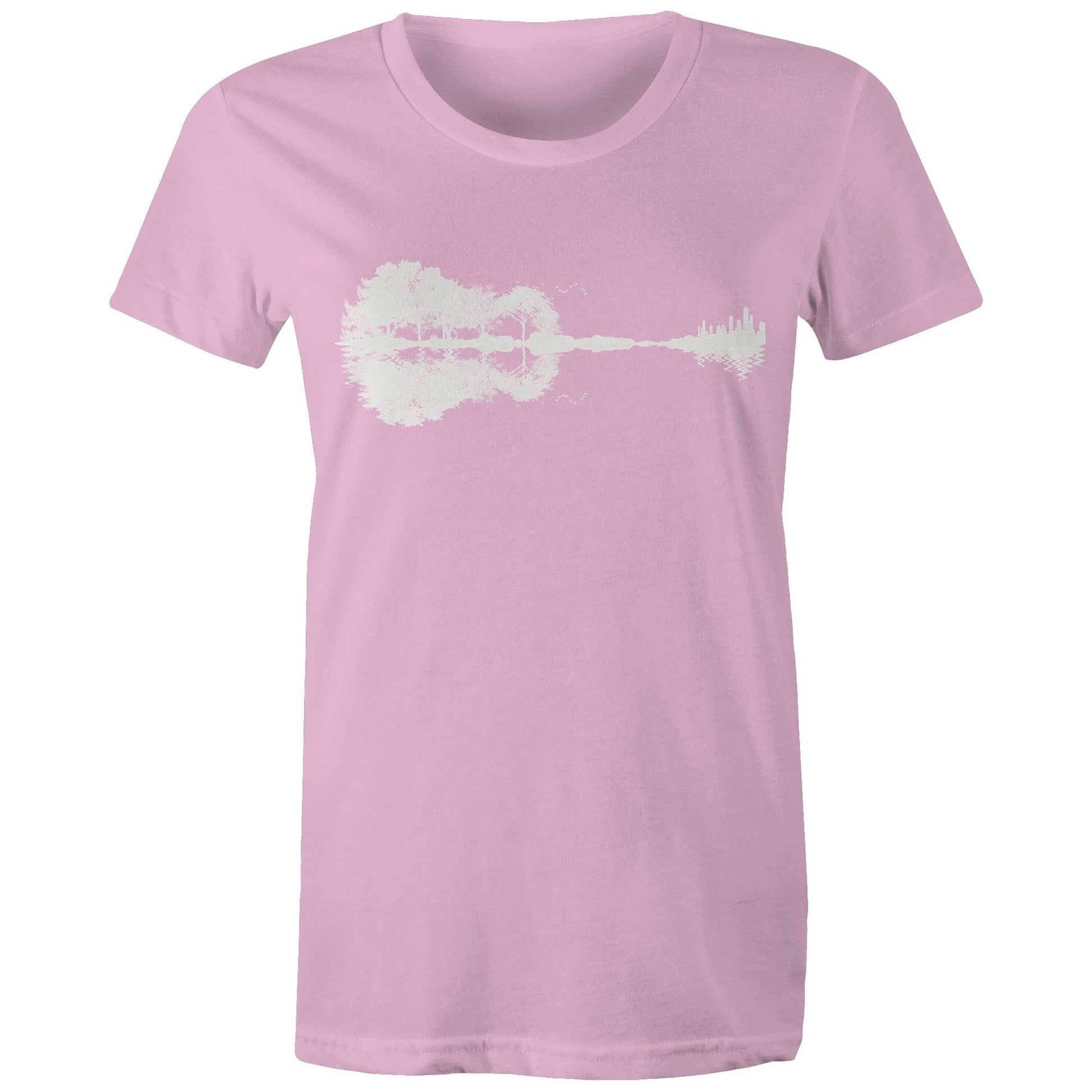 Guitar Reflection - Womens T-shirt Pink Womens T-shirt Music