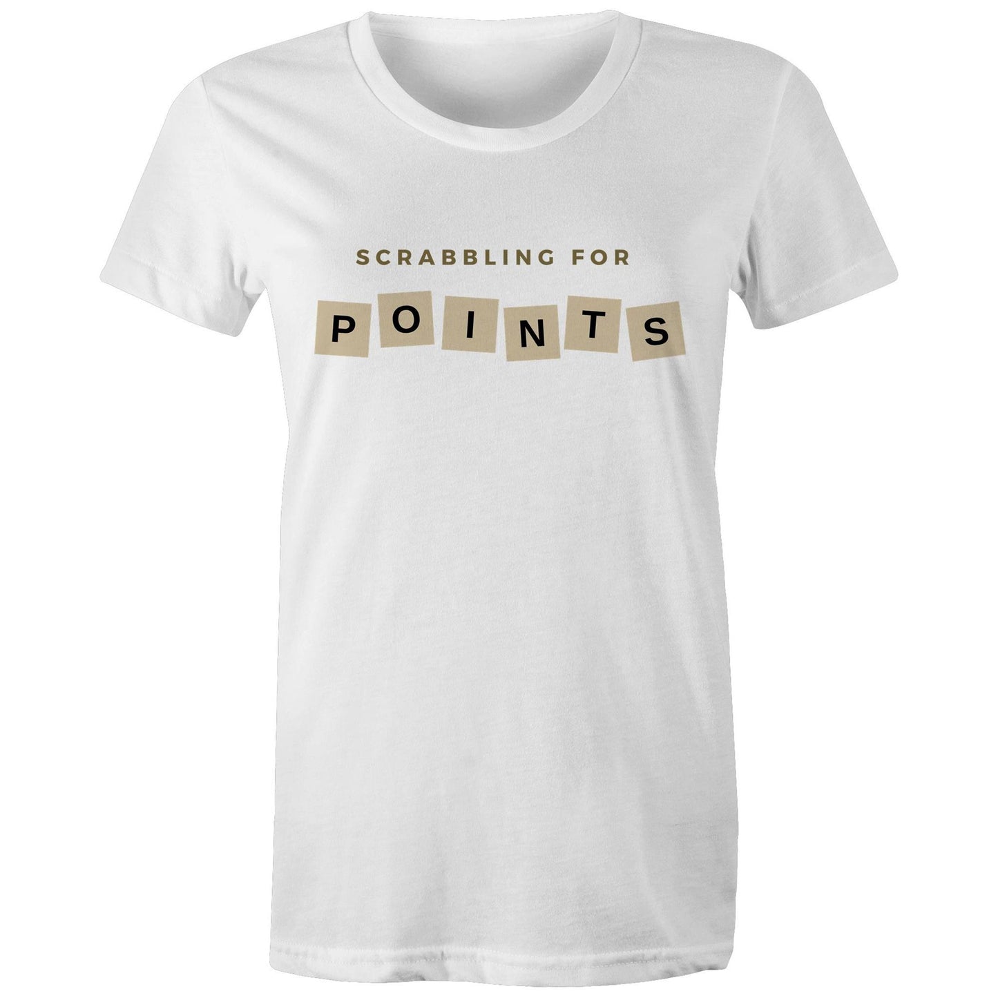 Scrabbling For Points - Womens T-shirt White Womens T-shirt Games