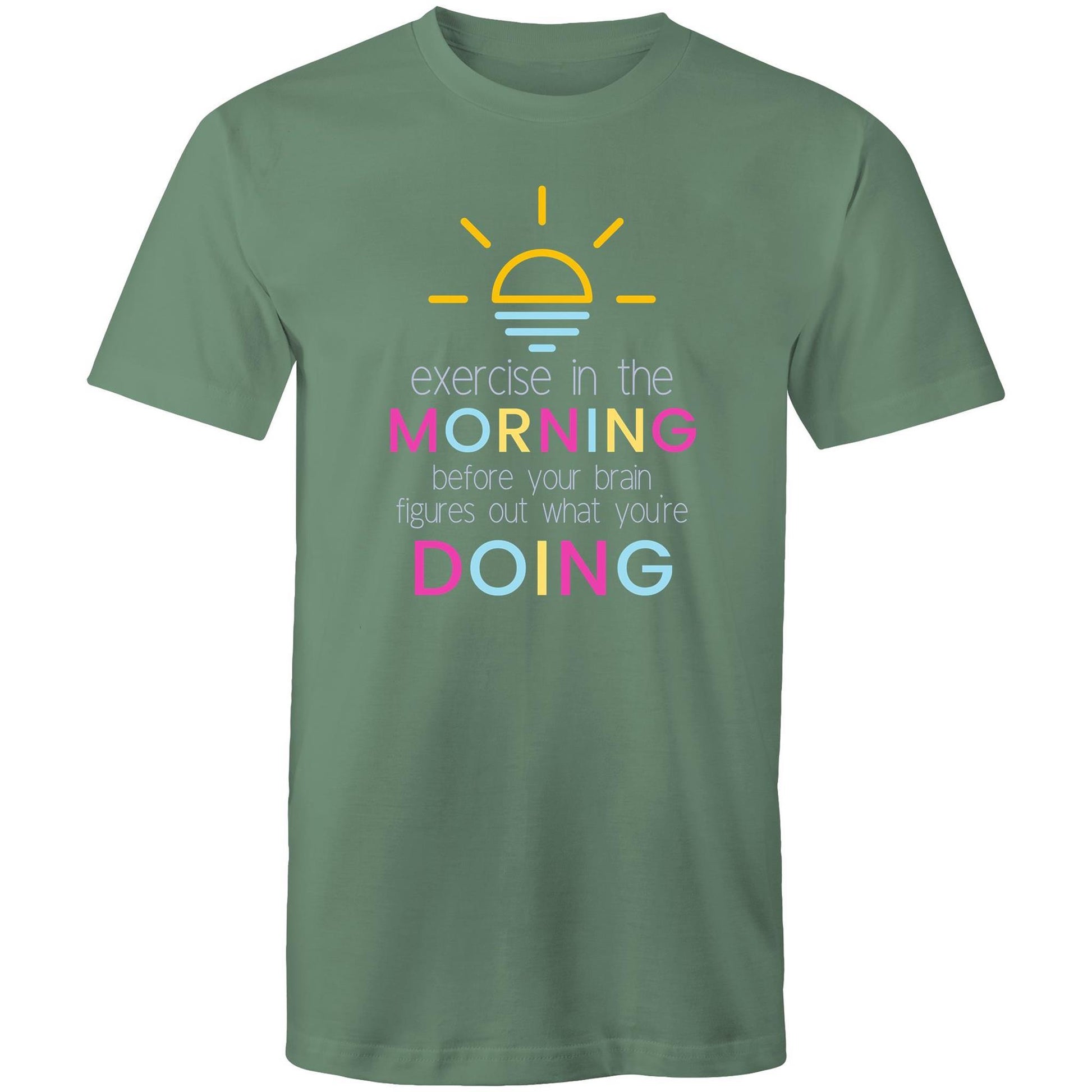 Exercise In The Morning - Short Sleeve T-shirt Sage Fitness T-shirt Fitness Mens Womens