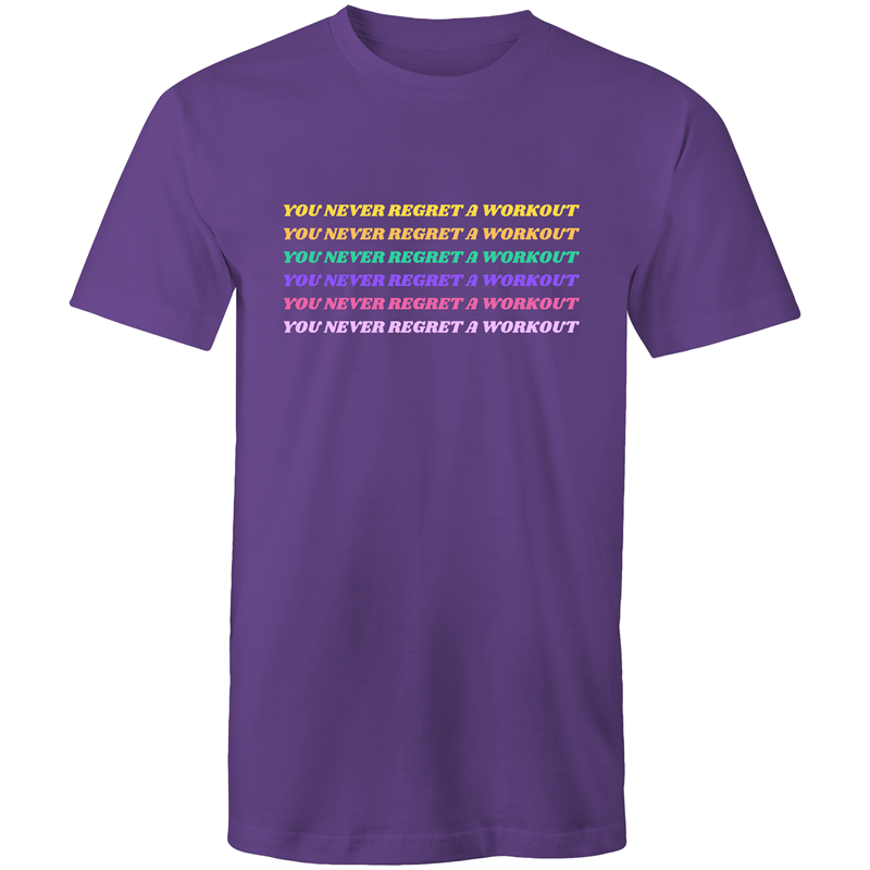 You Never Regret A Workout - Short Sleeve T-shirt Purple Fitness T-shirt Fitness Mens Womens