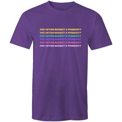 You Never Regret A Workout - Short Sleeve T-shirt Purple Fitness T-shirt Fitness Mens Womens