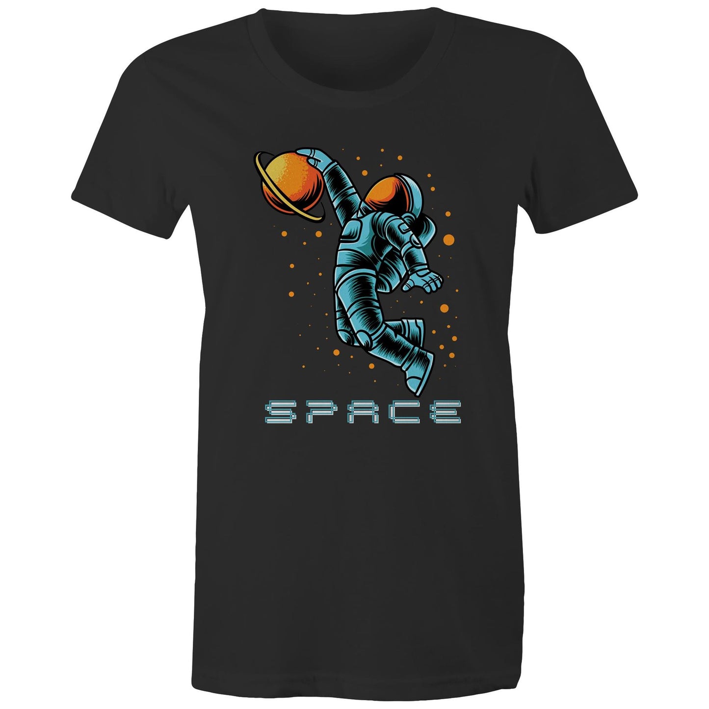 Astronaut Basketball - Womens T-shirt Black Womens T-shirt Space