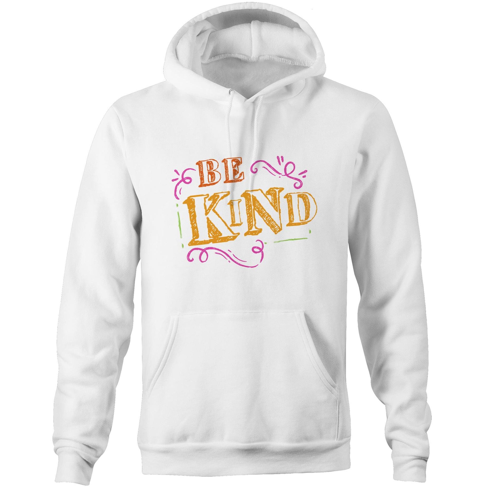 Be Kind - Pocket Hoodie Sweatshirt White Hoodie