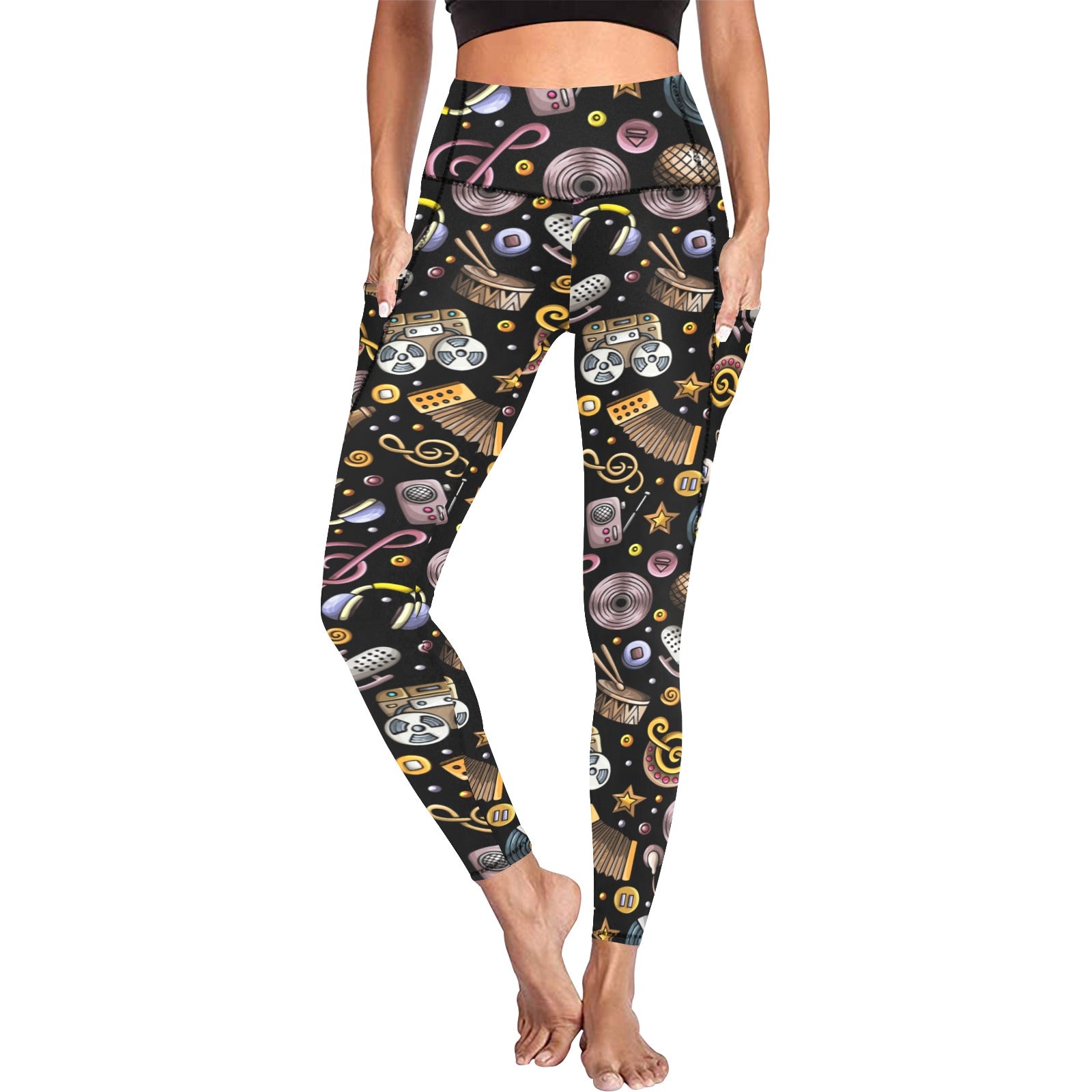 Retro Music Mix - Women's Leggings with Pockets Women's Leggings with Pockets S - 2XL Music