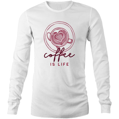 Coffee Is Life - Unisex Long Sleeve T-Shirt White Unisex Long Sleeve T-shirt Mens Womens