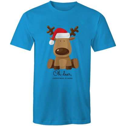 Oh Deer, Christmas Is Here - Mens T-Shirt Arctic Blue Christmas Mens T-shirt Merry Christmas