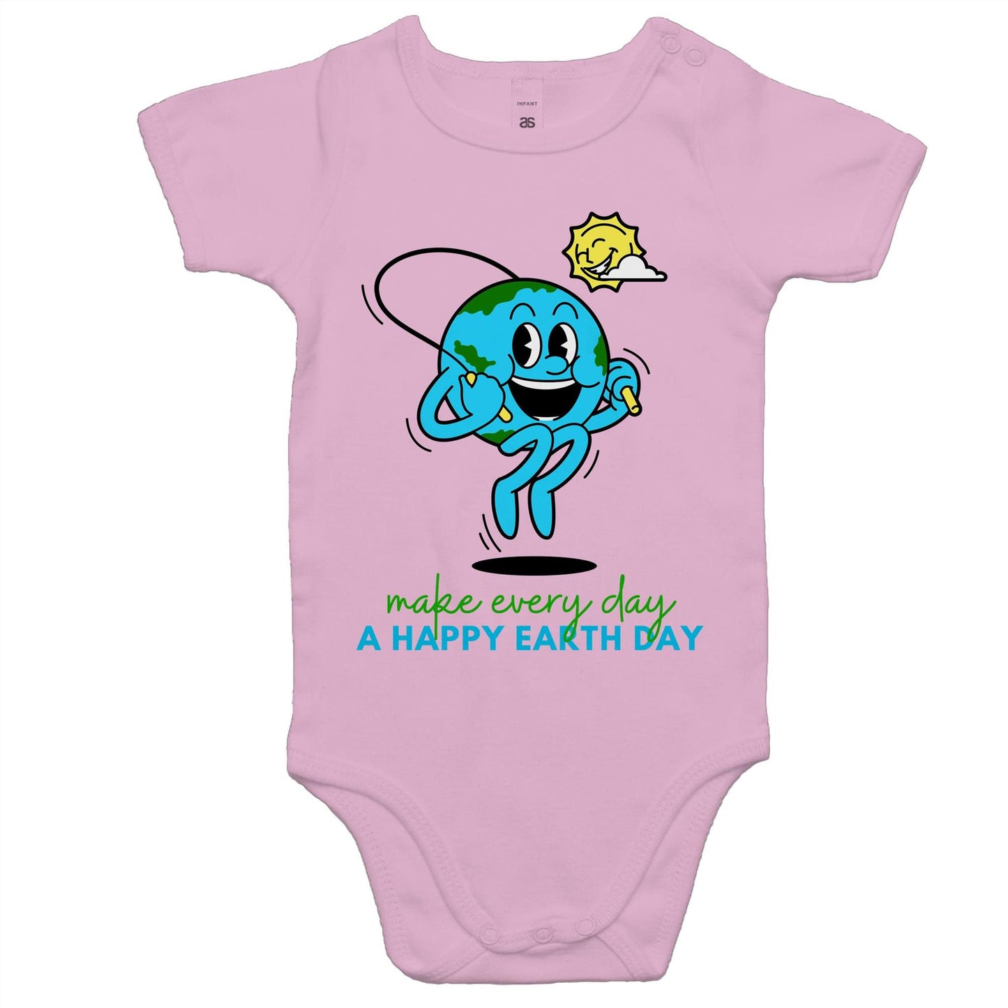 Make Every Day A Happy Earth Day - Baby Bodysuit Pink Baby Bodysuit Environment