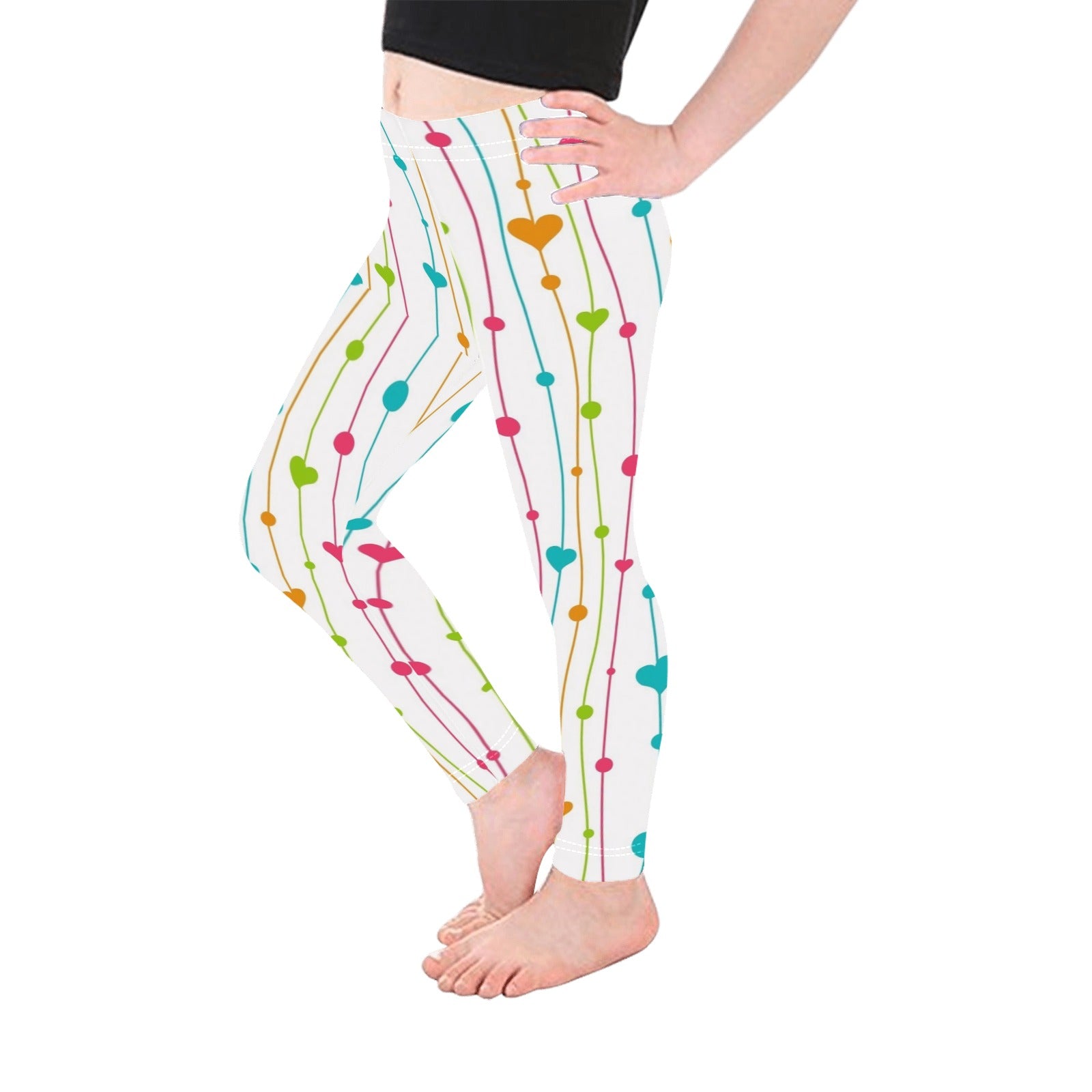 Heart Lines - Kid's Ankle Length Leggings Kids Leggings Printed Offshore