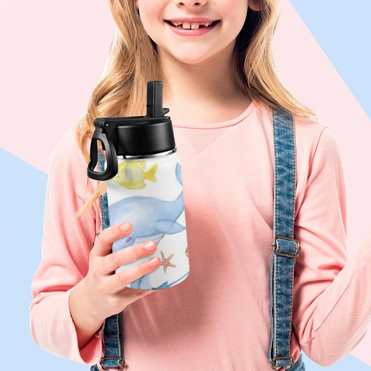 Under The Sea - Kids Water Bottle with Straw Lid (12 oz) Kids Water Bottle with Straw Lid