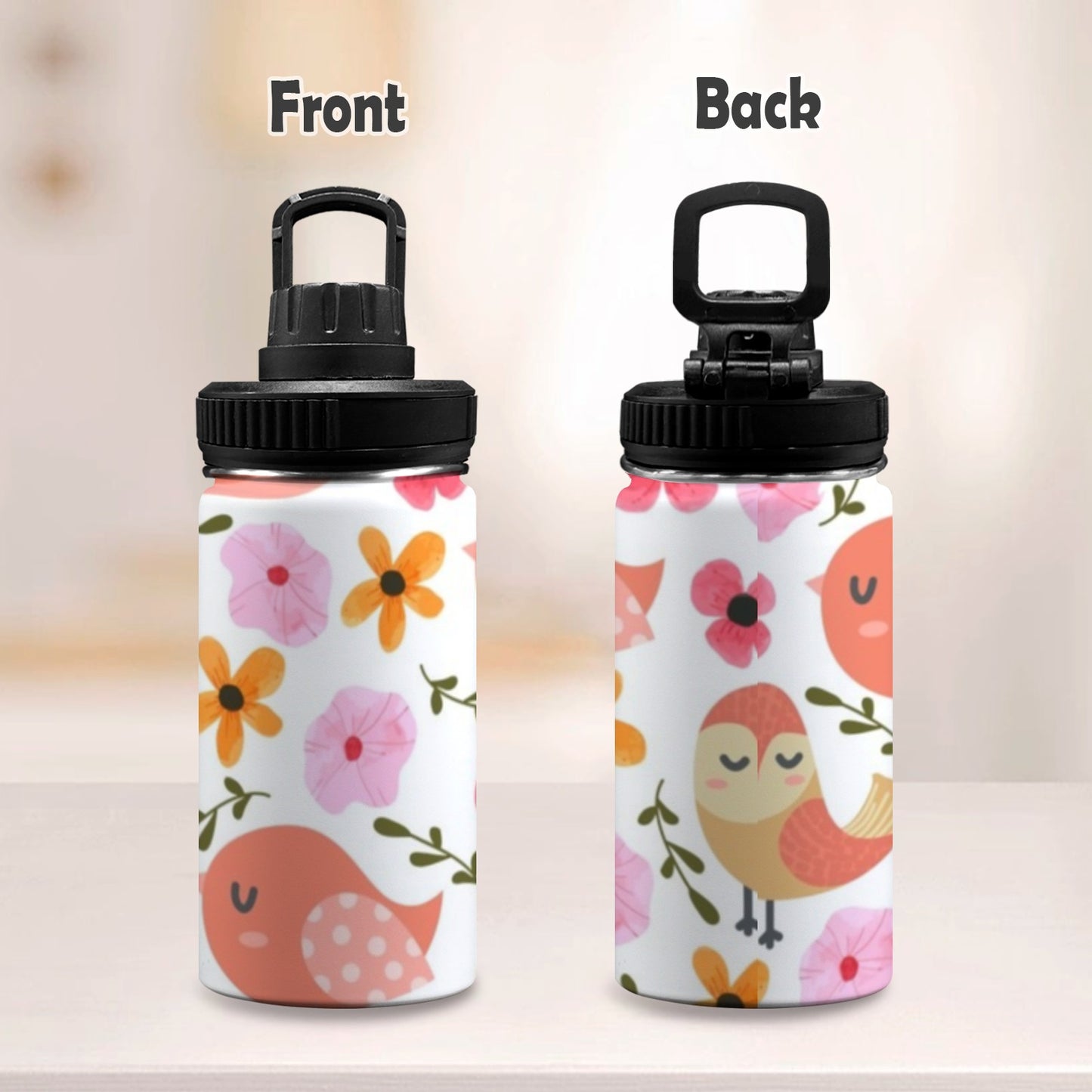 Lovely Birds - Kids Water Bottle with Chug Lid (12 oz) Kids Water Bottle with Chug Lid animal
