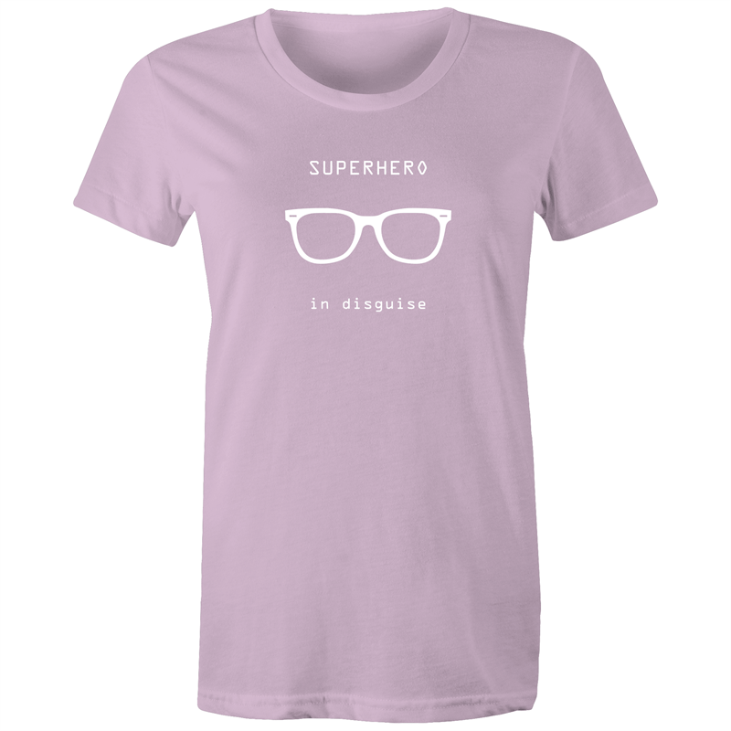 Superhero In Disguise - Women's T-shirt Lavender Womens T-shirt comic Funny Womens