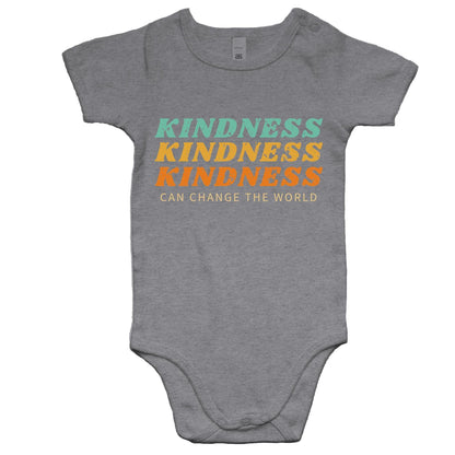 Kindness Can Change The World - Baby Bodysuit Grey Marle Baby Bodysuit kids Retro