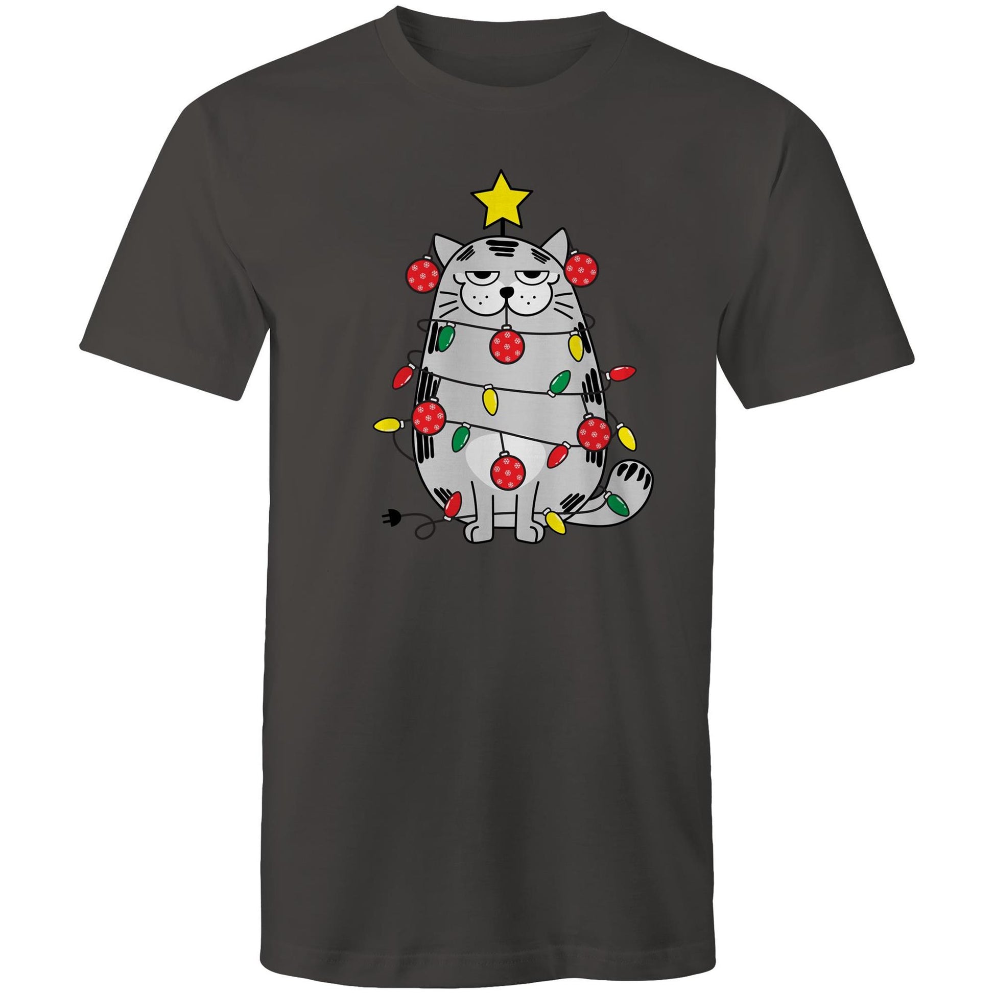 Christmas Cat - Mens T-Shirt Charcoal Christmas Mens T-shirt Merry Christmas