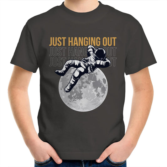 Just Hanging Out - Kids Youth Crew T-Shirt Charcoal Kids Youth T-shirt Space
