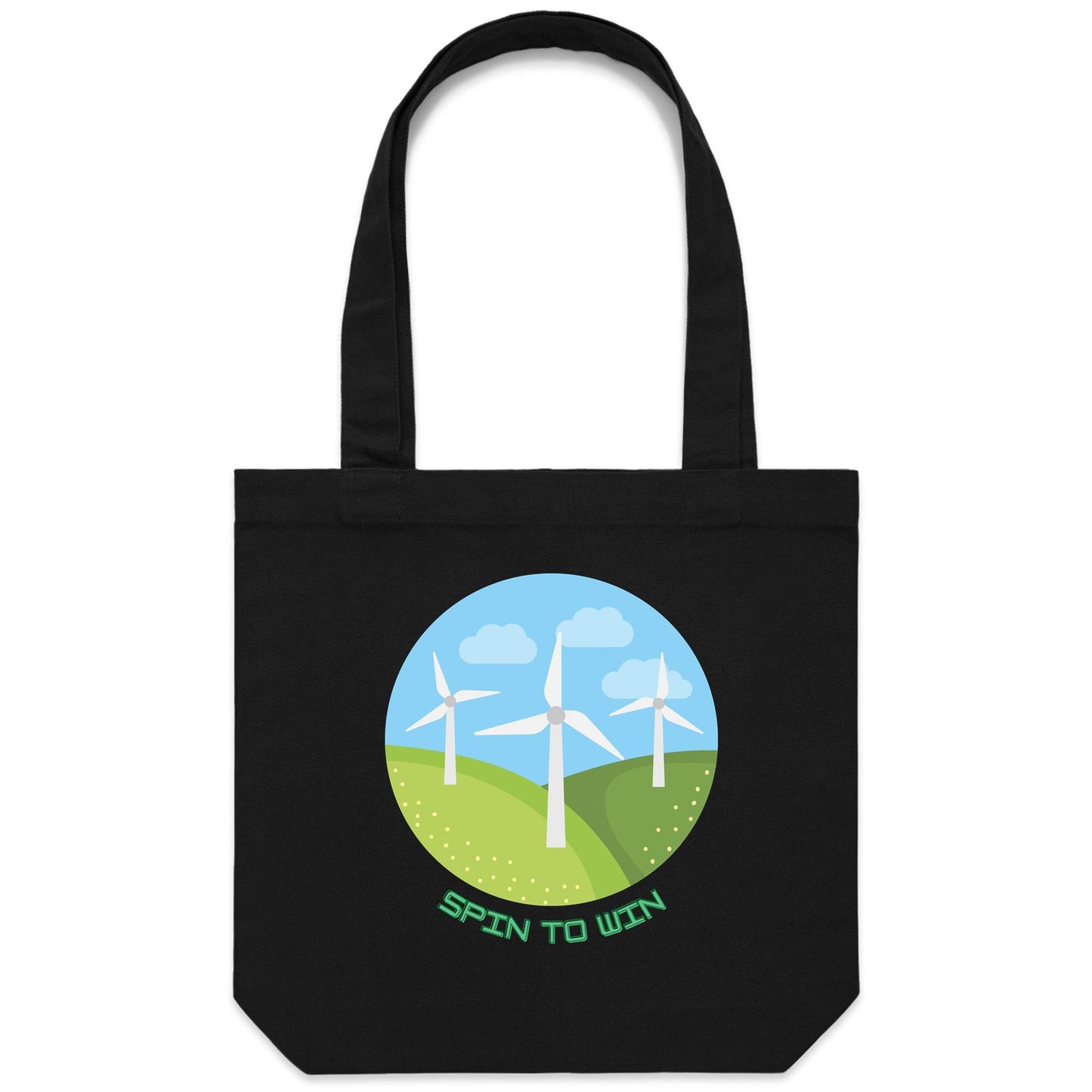Spin To Win - Canvas Tote Bag Black One-Size Tote Bag Environment