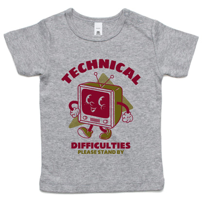 Retro TV Technical Difficulties - Baby T-shirt Grey Marle Baby T-shirt Retro Tech