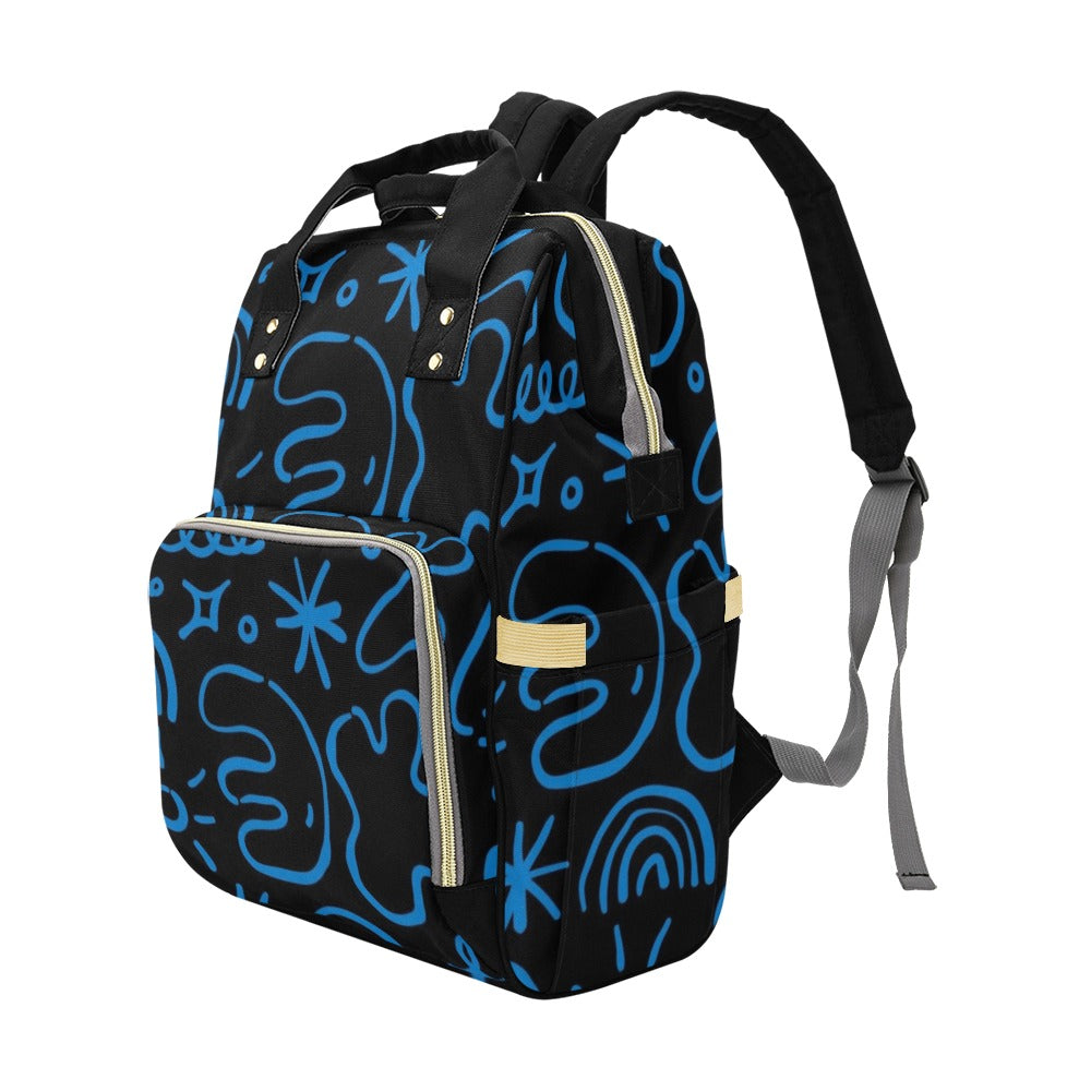 Blue Squiggle - Multi-Function Backpack Multifunction Backpack