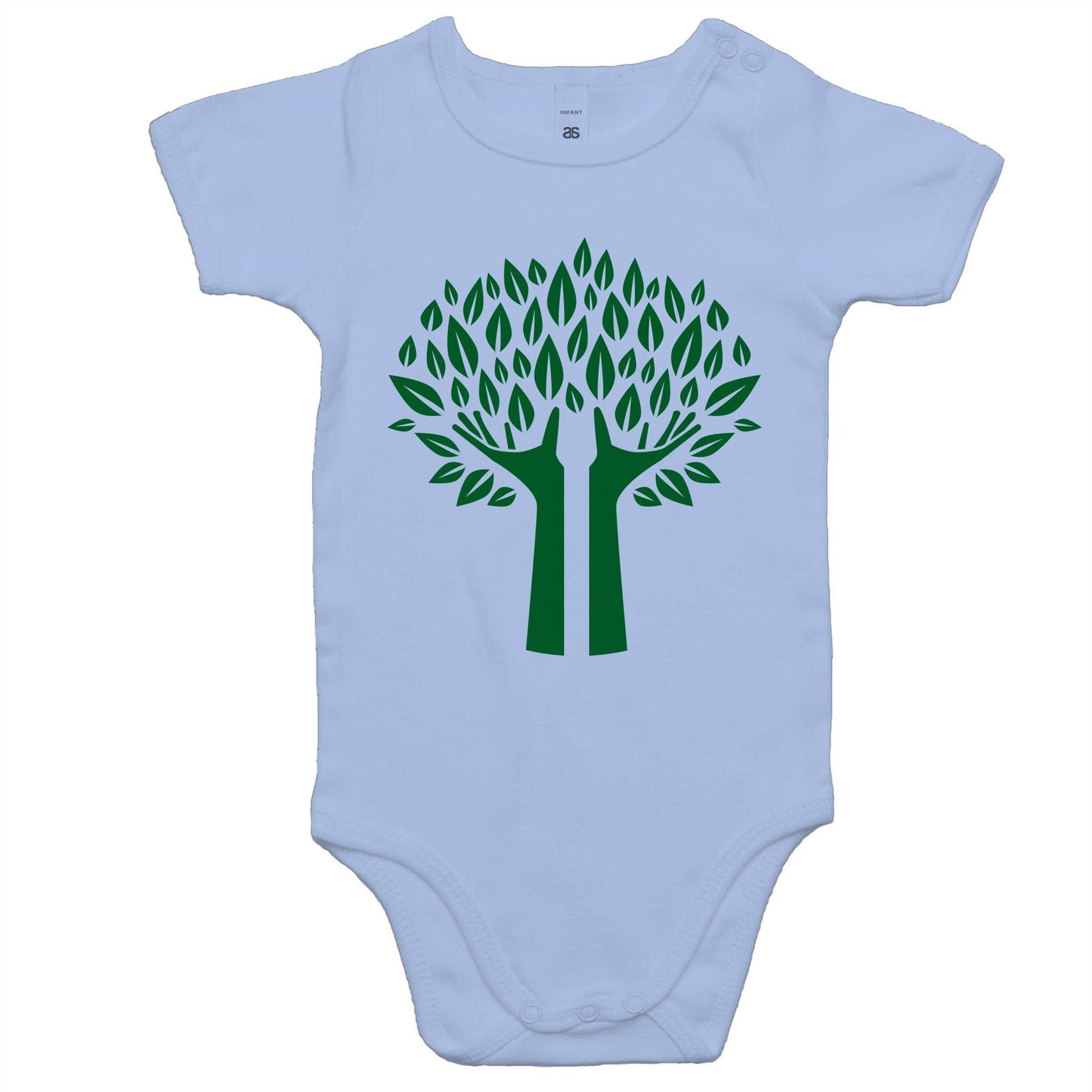 Green Tree - Baby Bodysuit Powder Blue Baby Bodysuit Environment kids Plants