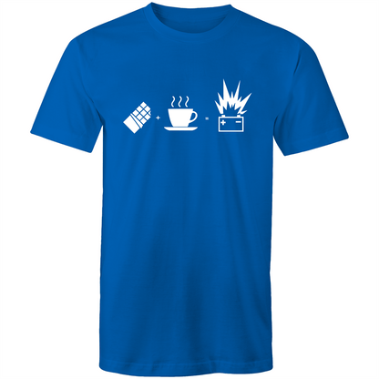 Chocolate + Coffee = Energy - Mens T-Shirt Bright Royal Mens T-shirt Coffee Funny Mens