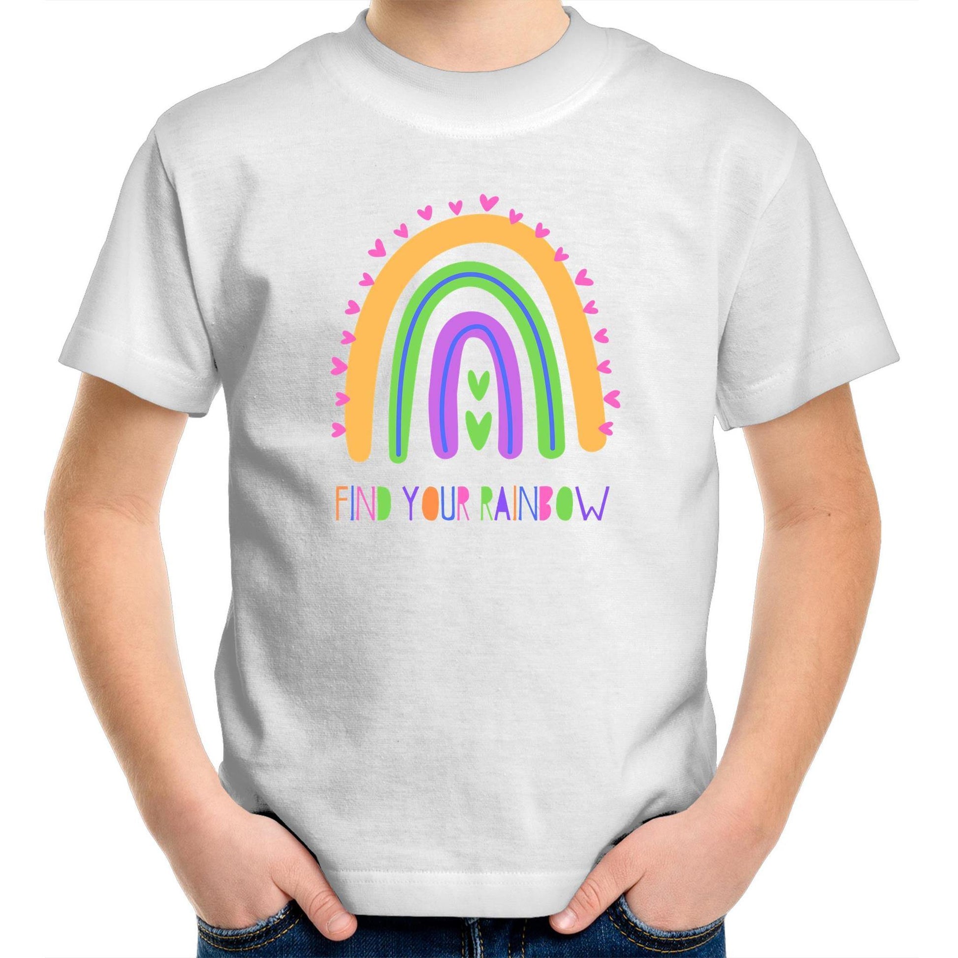 Find Your Rainbow - Kids Youth Crew T-Shirt White Kids Youth T-shirt