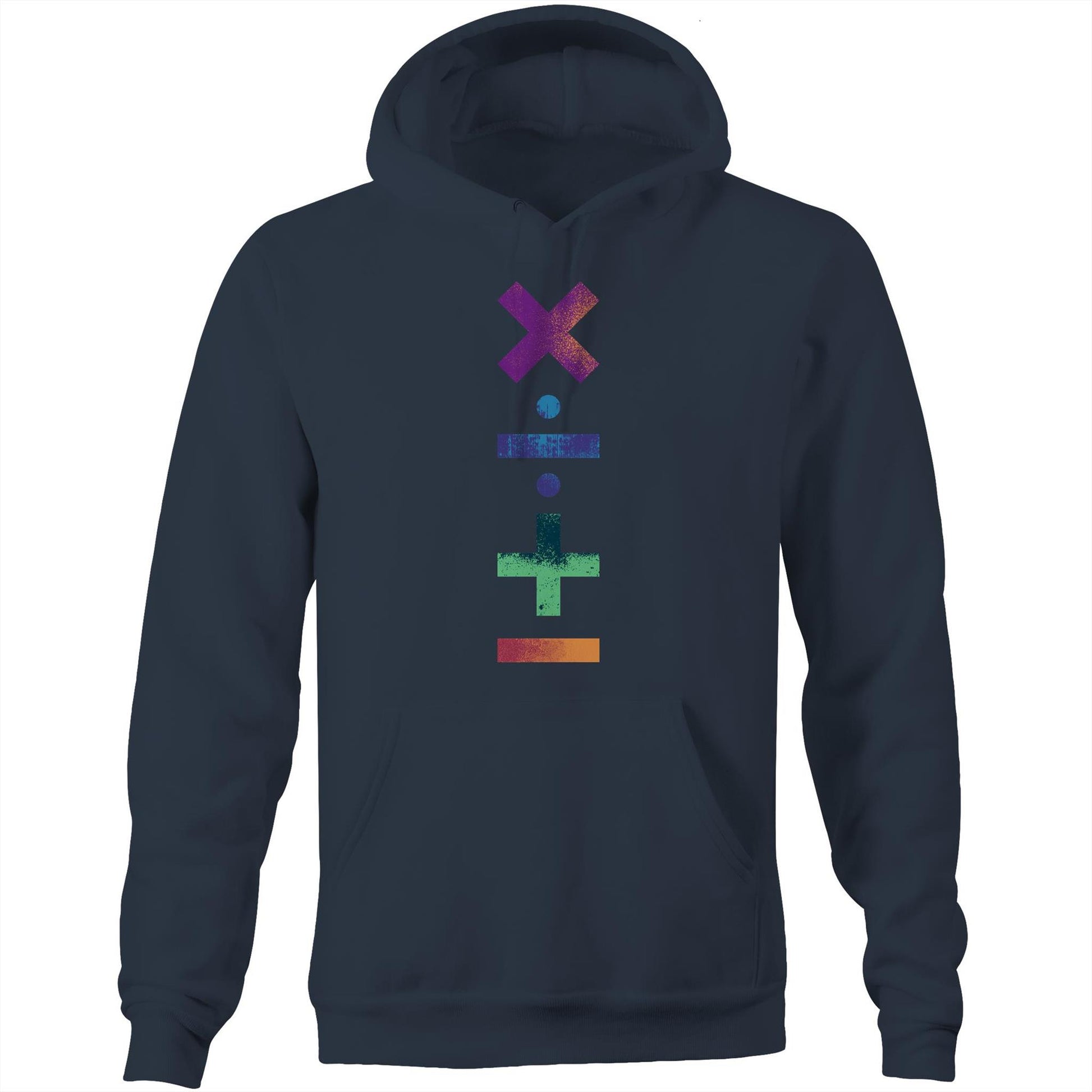 Maths Symbols - Pocket Hoodie Sweatshirt Navy Hoodie Maths Science