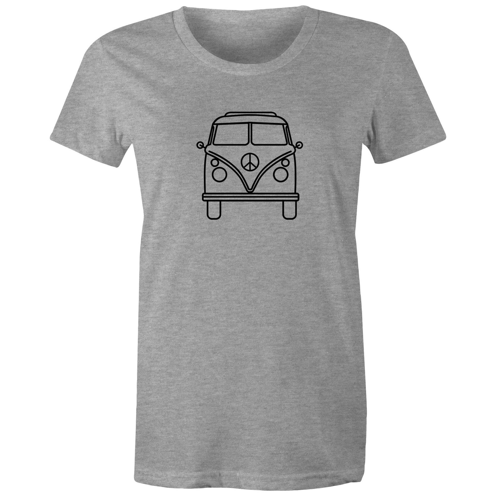 Beach Van - Women's T-shirt Grey Marle Womens T-shirt Retro Summer Womens